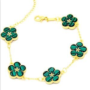 Five Leaves Flower Bracelets Adjust 6” to 8” Charm Double Sided Flowers Metal